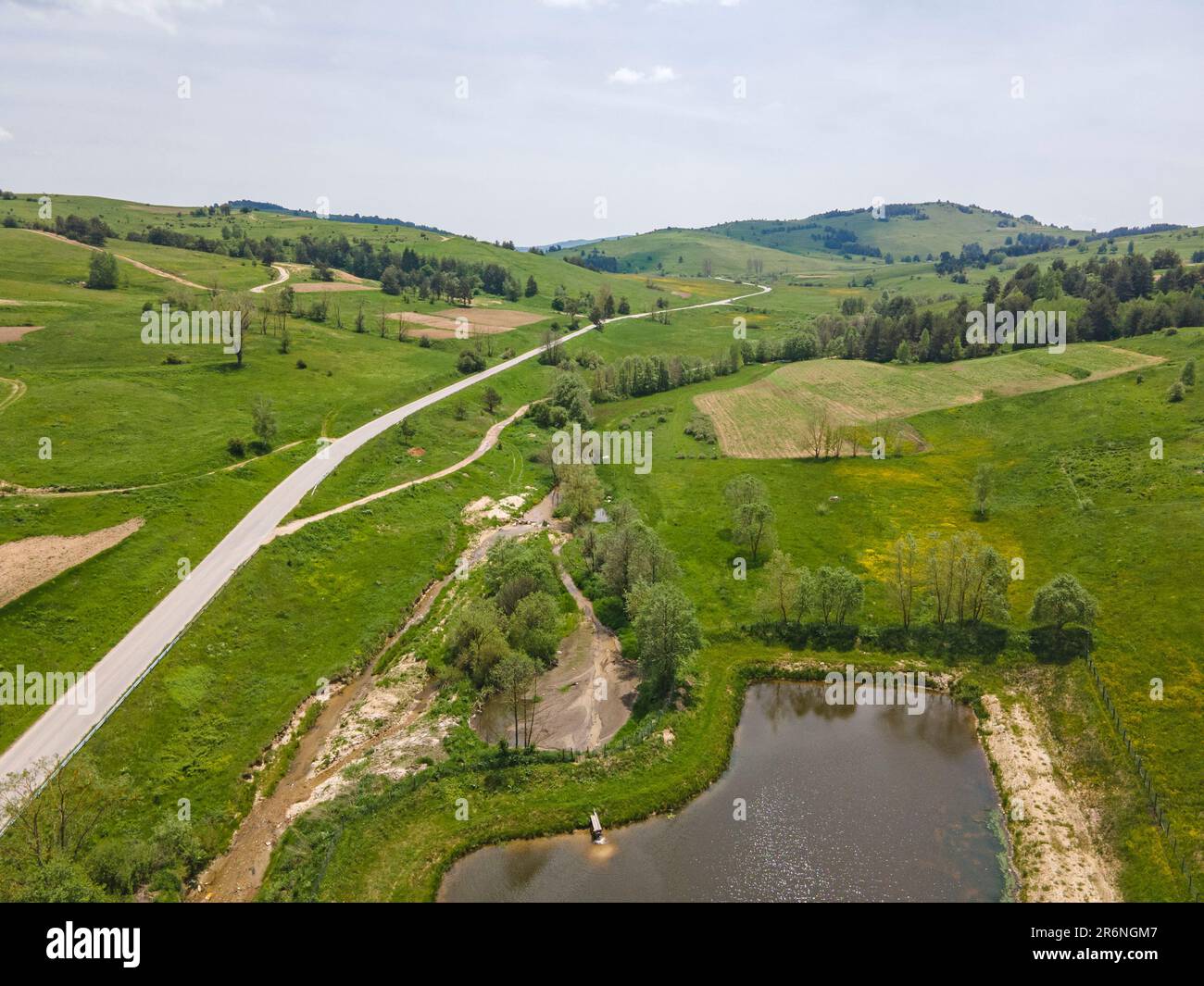 Aerial view of Sredna Gora Mountain near town of Koprivshtitsa, Sofia ...