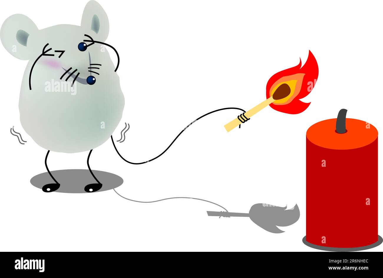 little mice is letting off, firecrackers, cartoon, vector, illustration Stock Vector