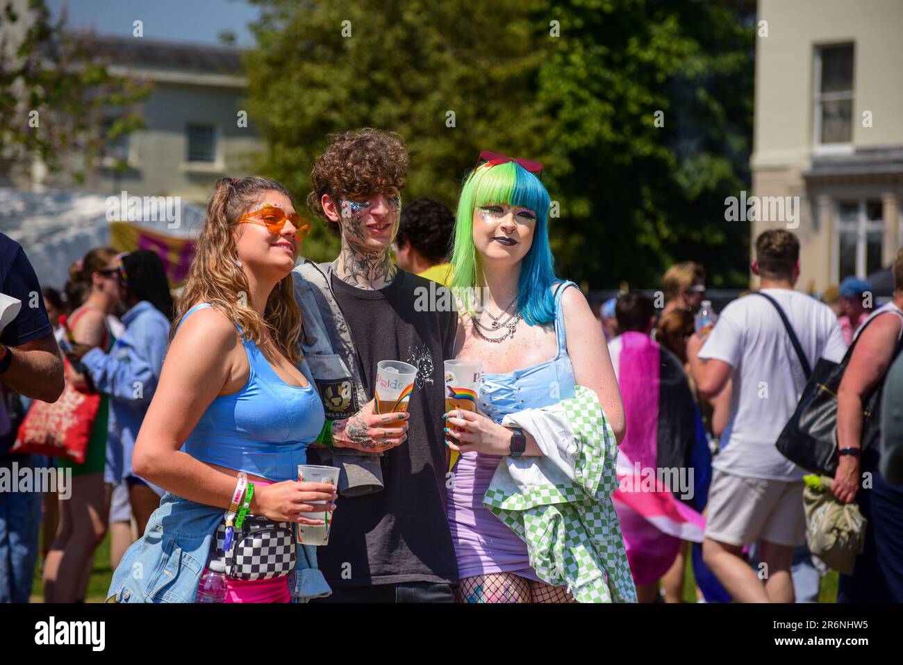 Canterbury, UK. 10th June 2023. guests at Canterbury Pride pose for the camera Credit: graham mitchell/Alamy Live News Stock Photo