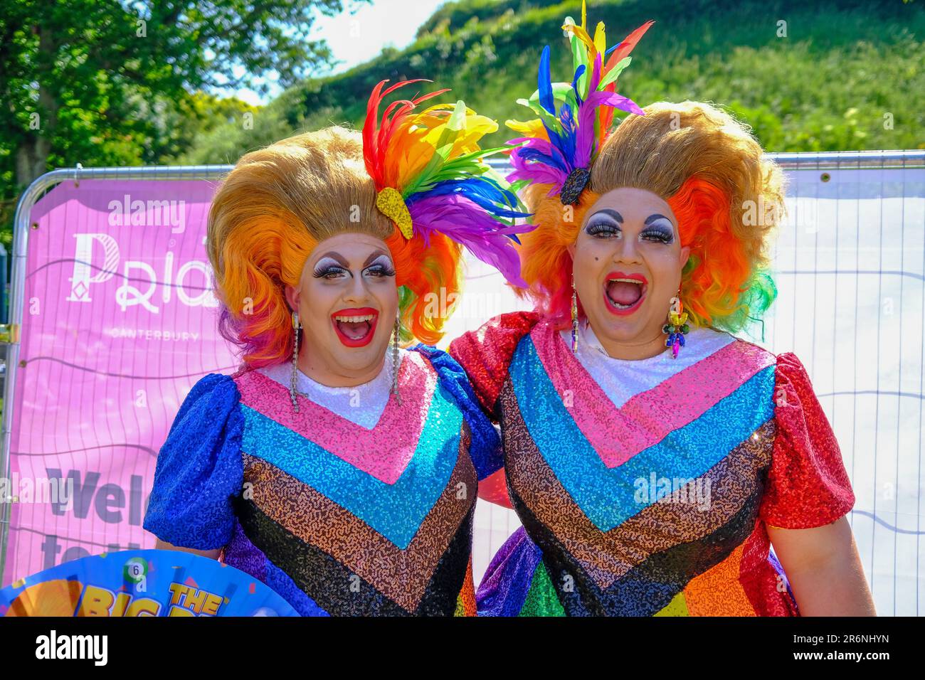 Canterbury, UK. 10th June 2023. Two of the pride team at Canterbury Credit: graham mitchell/Alamy Live News Stock Photo