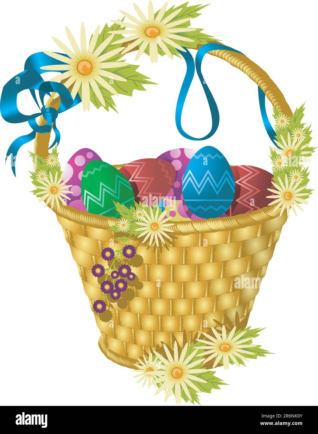 Easter basket with eggs and flowers Stock Vector Image & Art - Alamy