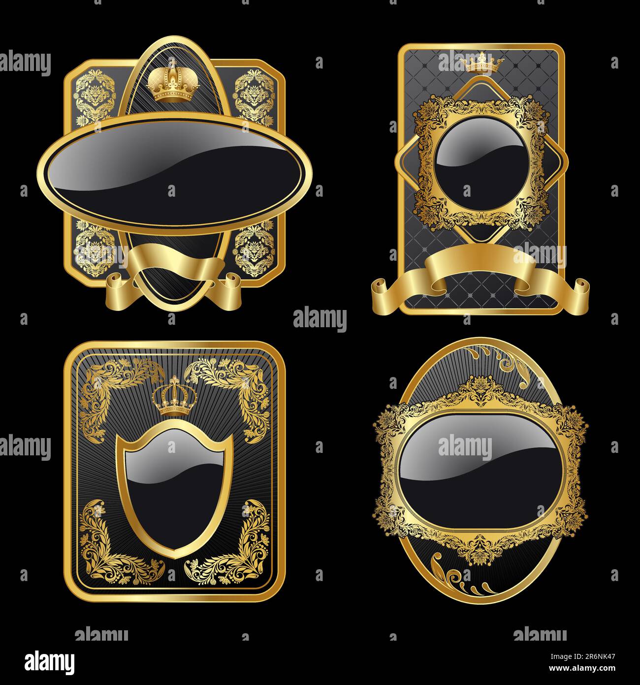 Set from black labels with gold frame Stock Vector Image & Art - Alamy