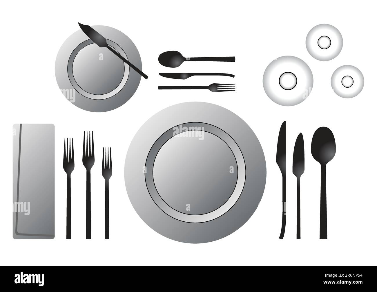 Etiquette. Formal table setting isolated over white background Stock Vector