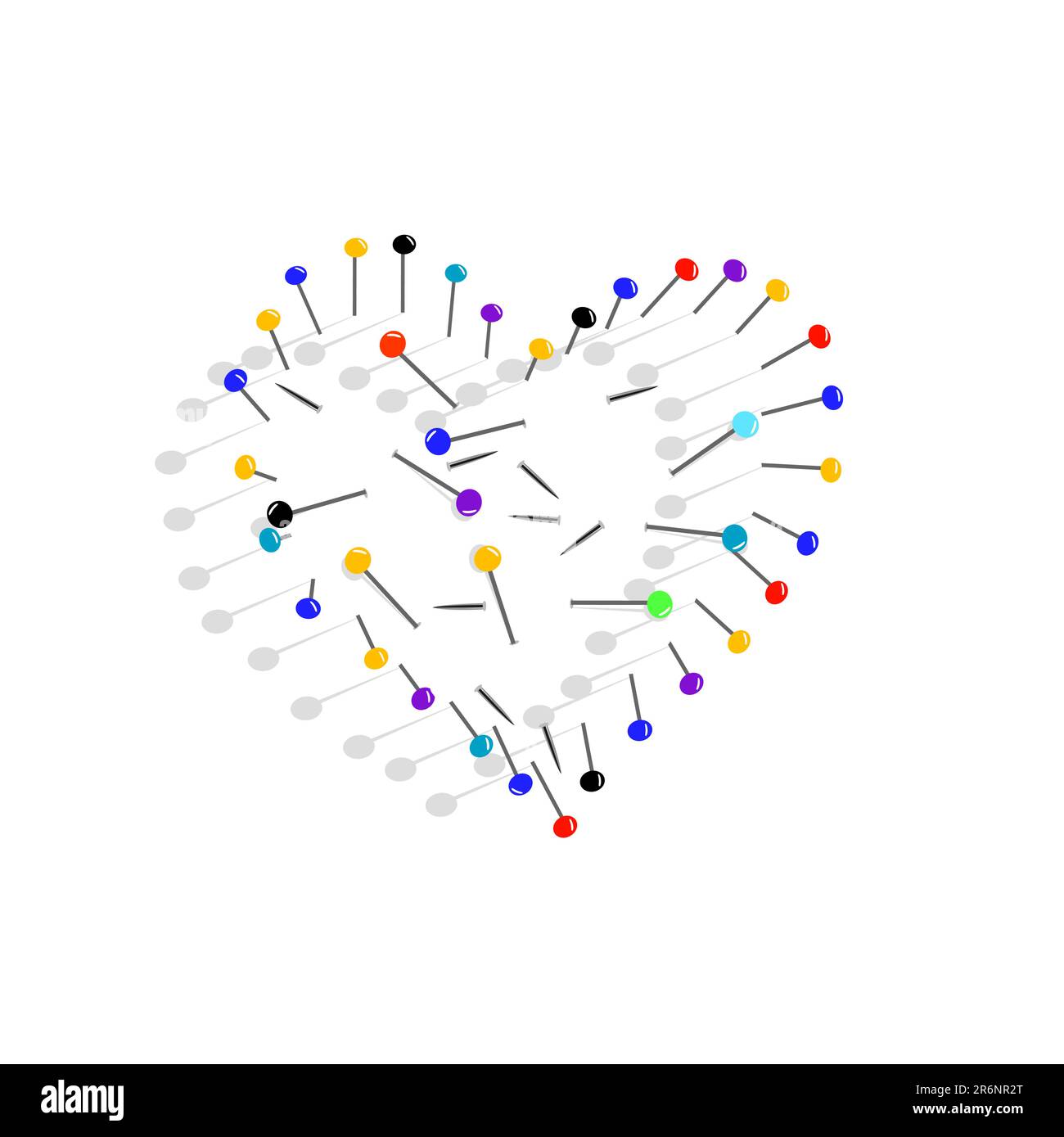 The image of heart from pins on a white background.Vector Stock Vector