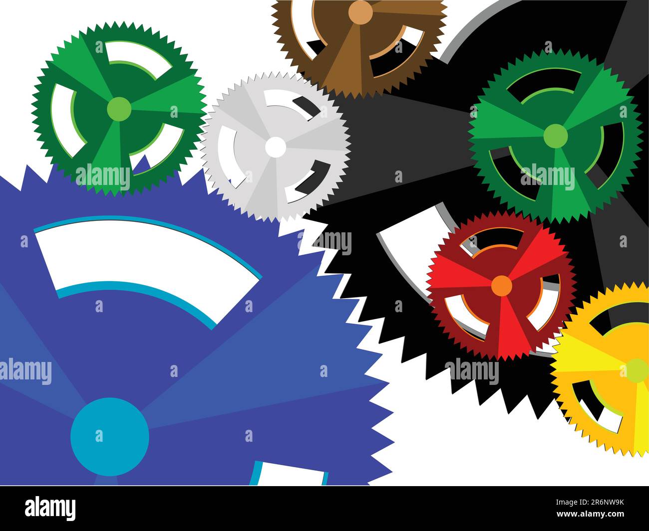 Background - the mechanism from multi-coloured gears in a vector Stock Vector