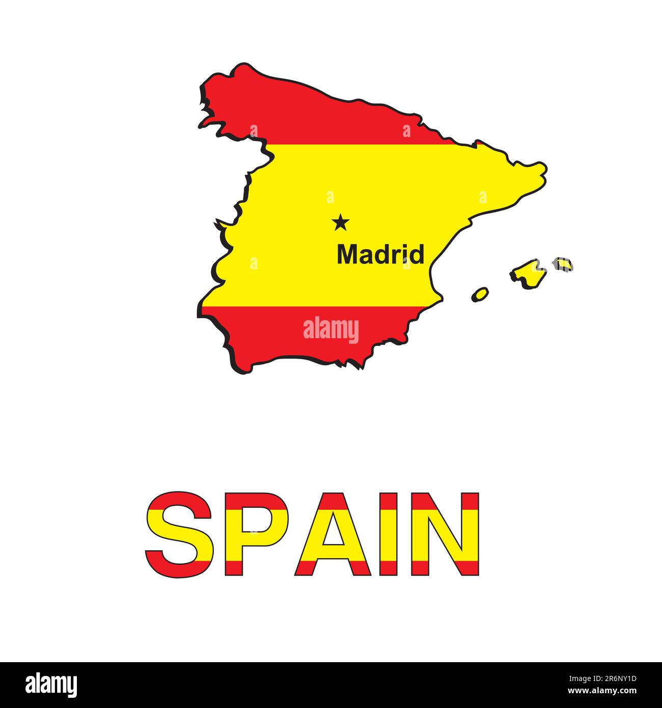 Spain map in the form of the Spanish flag on a white background. Vector Stock Vector