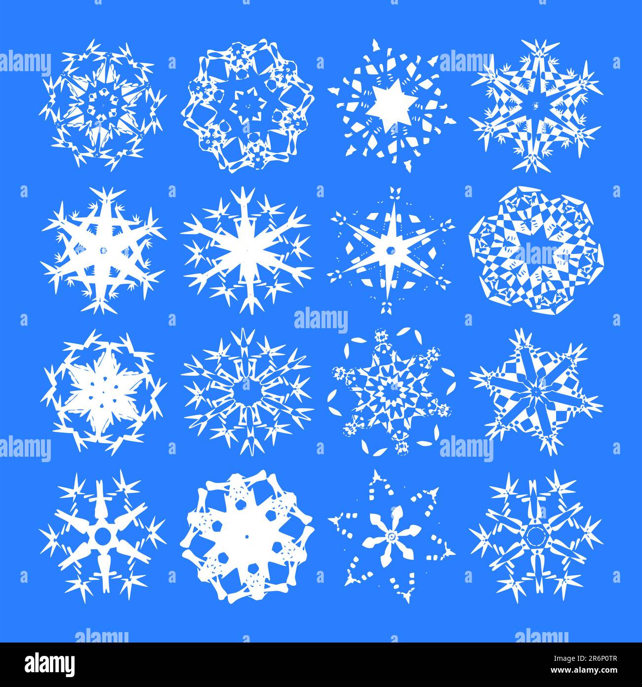 Snowflakes, White vector snowflakes on a blue background Stock Vector