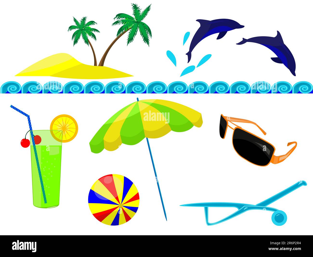 Resort and resort beach accessories in a vector Stock Vector