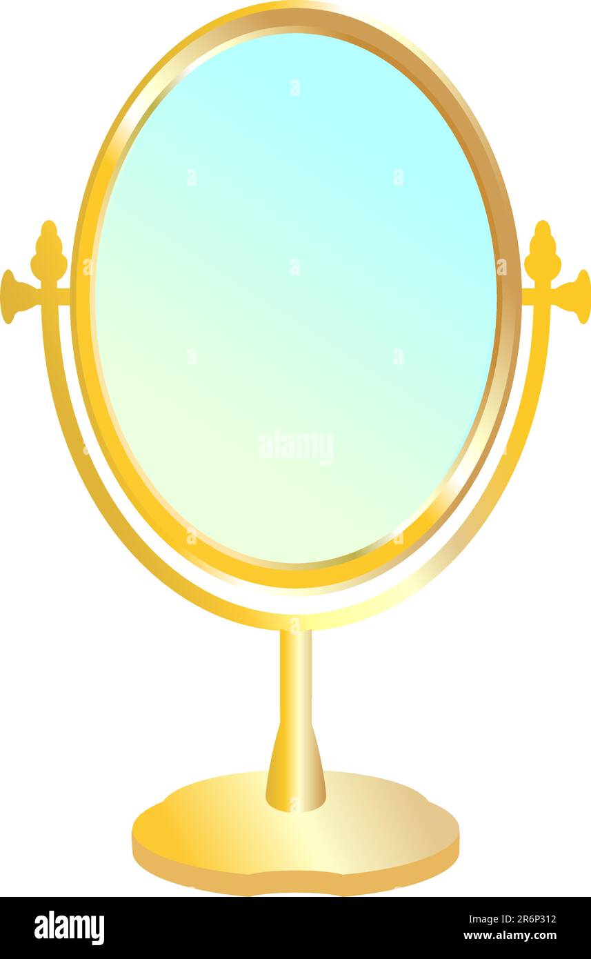 Realistic illustration of gold mirror isolated on white background - vector Stock Vector