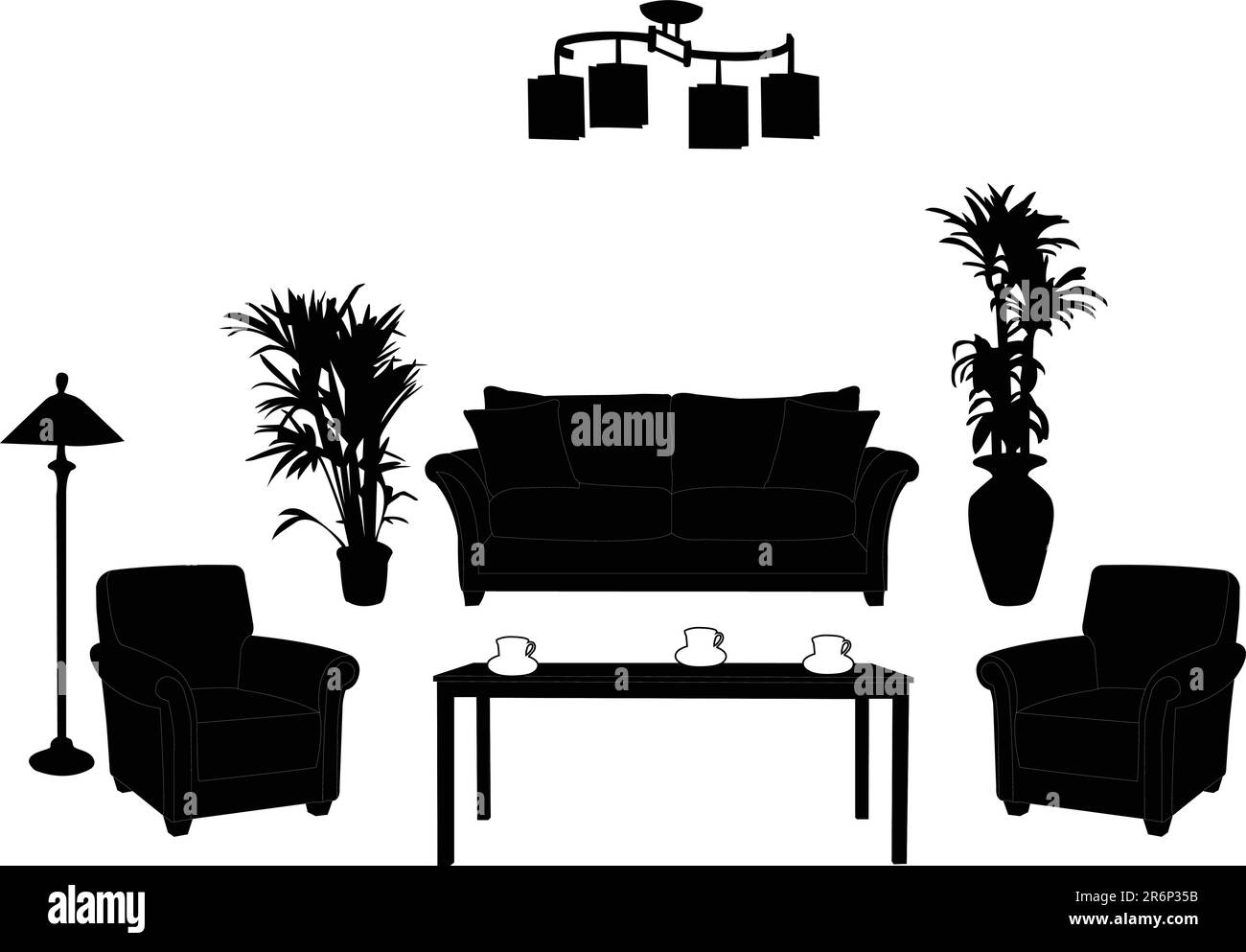 Living room design silhouette vector stock vector image art alamy