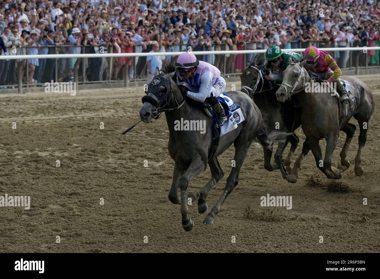 Arcangelo, with jockey Javier Castellano, crosses the finish line to