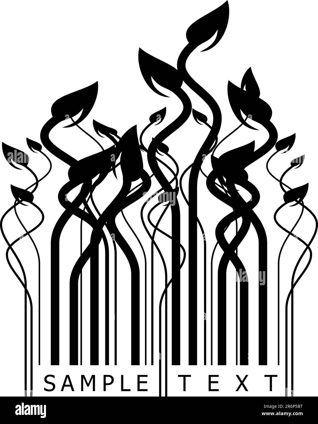 floral and sample text barcode vector illustration Stock Vector Image