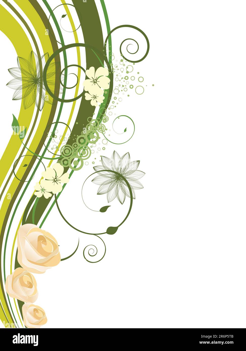 vector eps10 illustration of white roses on a floral background Stock ...