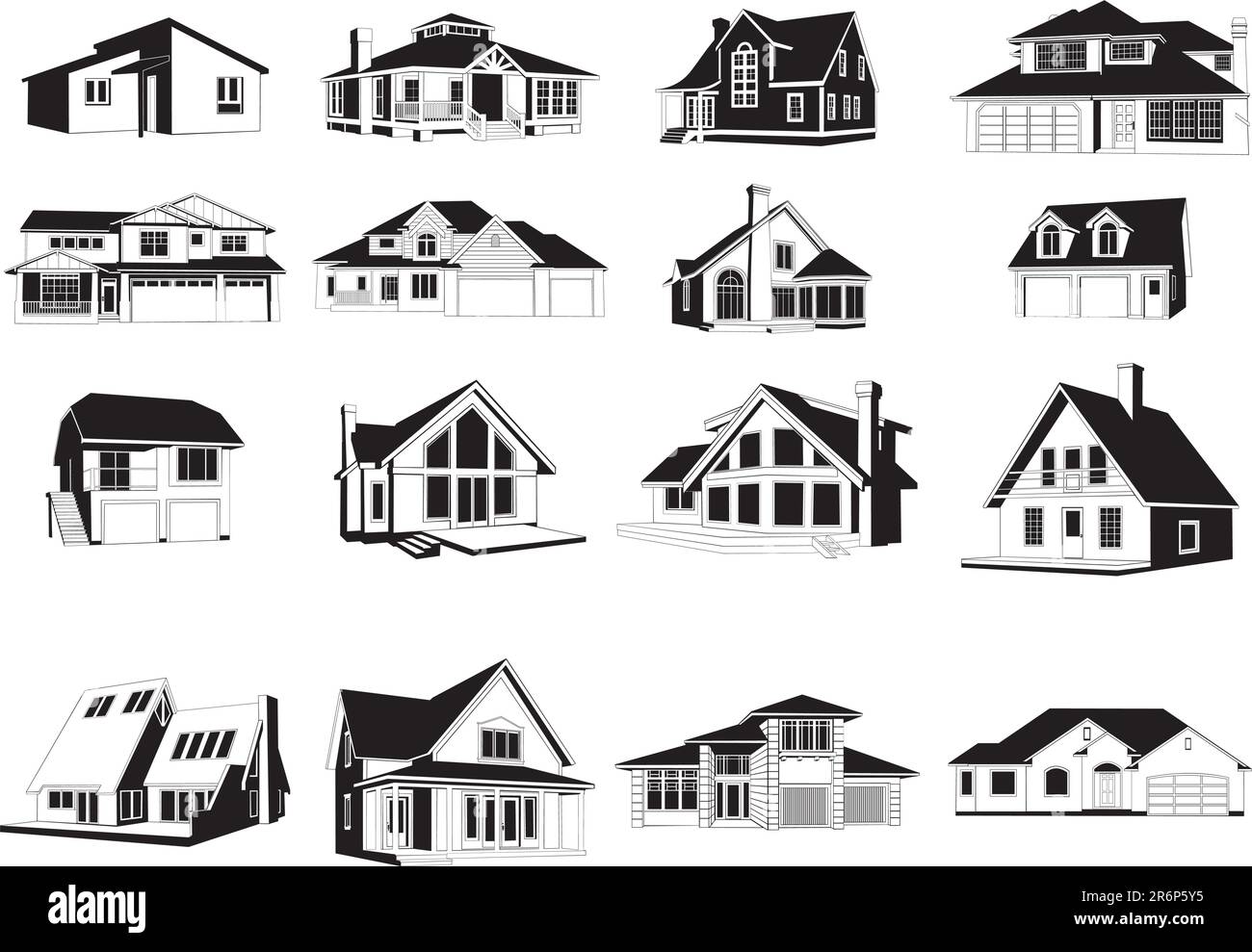 Collection of smooth vector EPS illustrations of various houses Stock ...