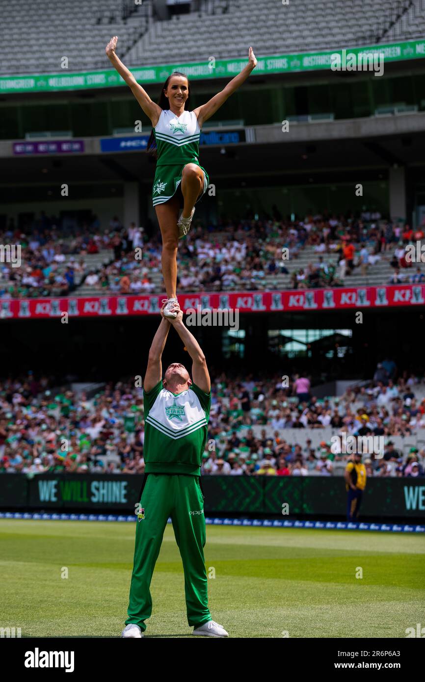 MELBOURNE, AUSTRALIA - JANUARY 18: Dancers during the Big Bash League cricket match between Melbourne Stars and Perth Scorchers at The Melbourne Cricket Ground on January 18, 2020 in Melbourne, Australia. Stock Photo