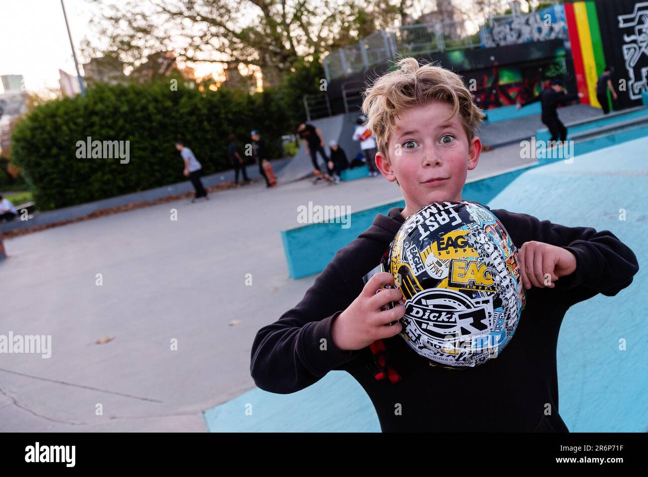 MELBOURNE, AUSTRALIA MAY 26 Scooter Rider, Matthew shows off his