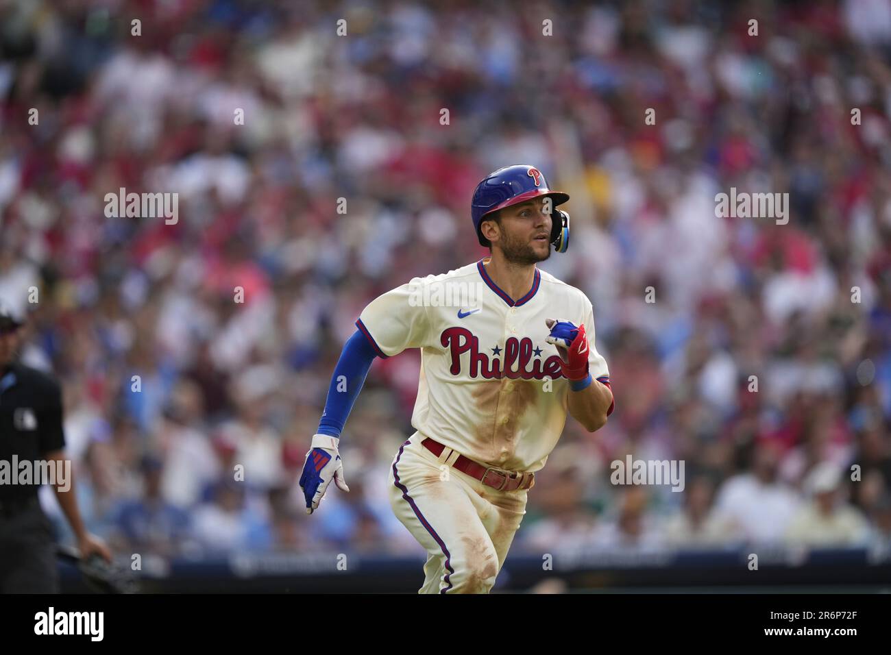 Philadelphia Phillies' Trea Turner plays during the third inning of a  baseball game, Wednesday, April 12, 2023, in Philadelphia. (AP Photo/Matt  Rourke Stock Photo - Alamy