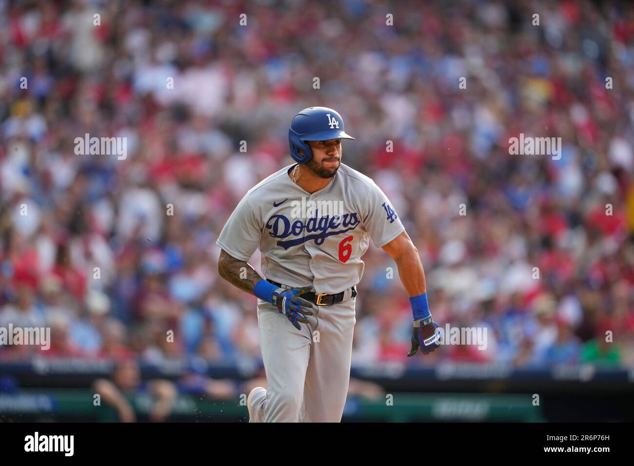 Los Angeles Dodgers' David Peralta plays during the seventh inning