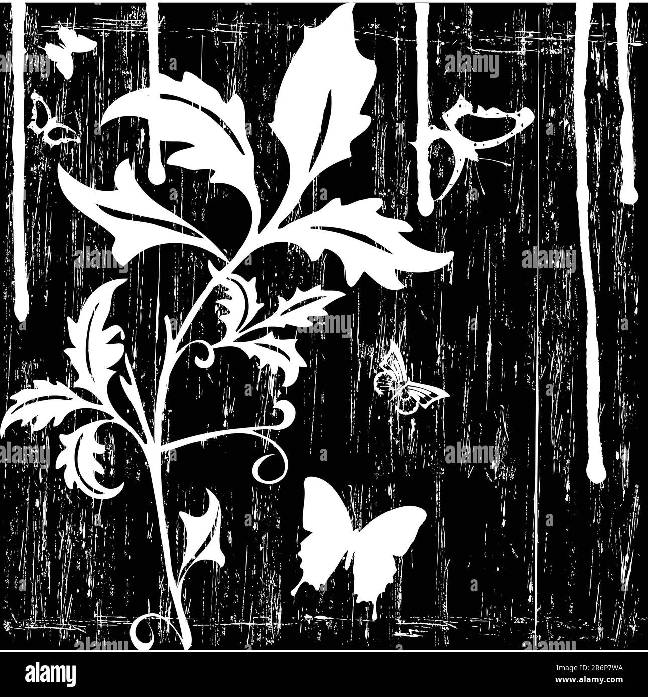 Vector grunge flower and butterflies Stock Vector Image & Art - Alamy