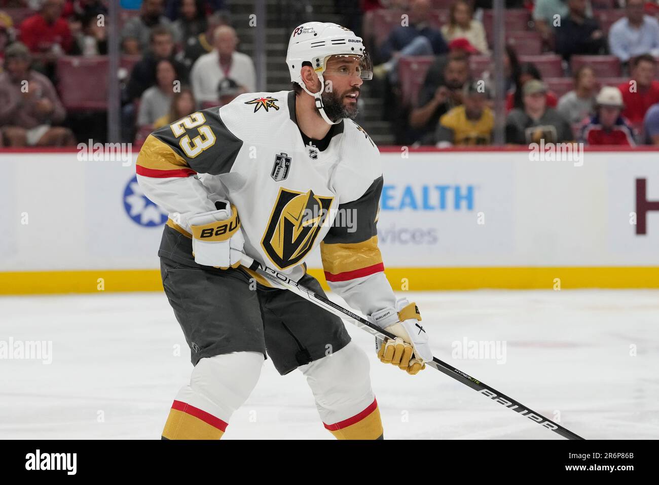 Vegas Golden Knights defenseman Alec Martinez skates during the first  period of an NHL hockey game against the Calgary Flames on Thursday, March  16, 2023, in Las Vegas. (AP Photo/Ellen Schmidt Stock