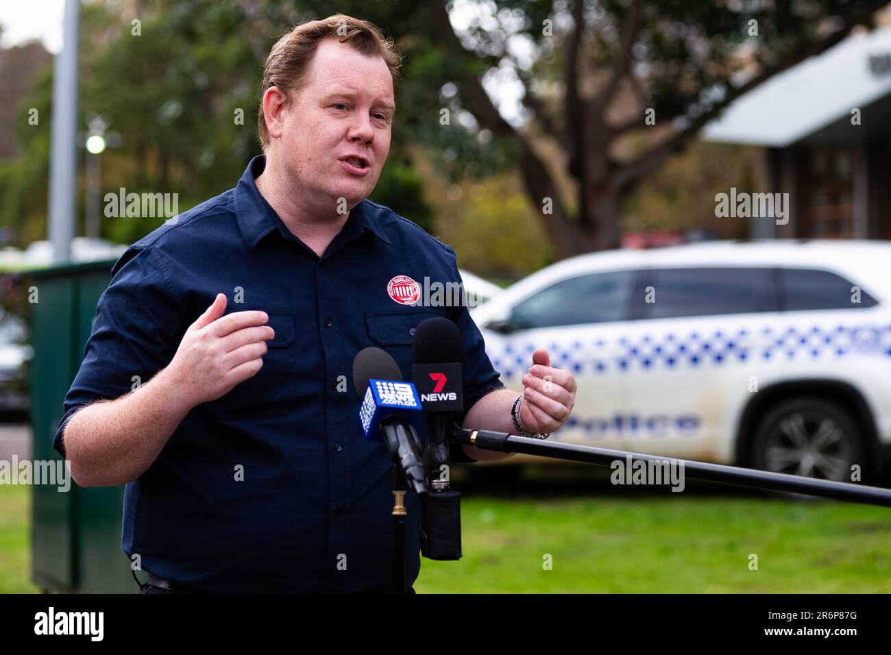 MELBOURNE, AUSTRALIA JULY 5 A spokesperson from Trades Hall speaks
