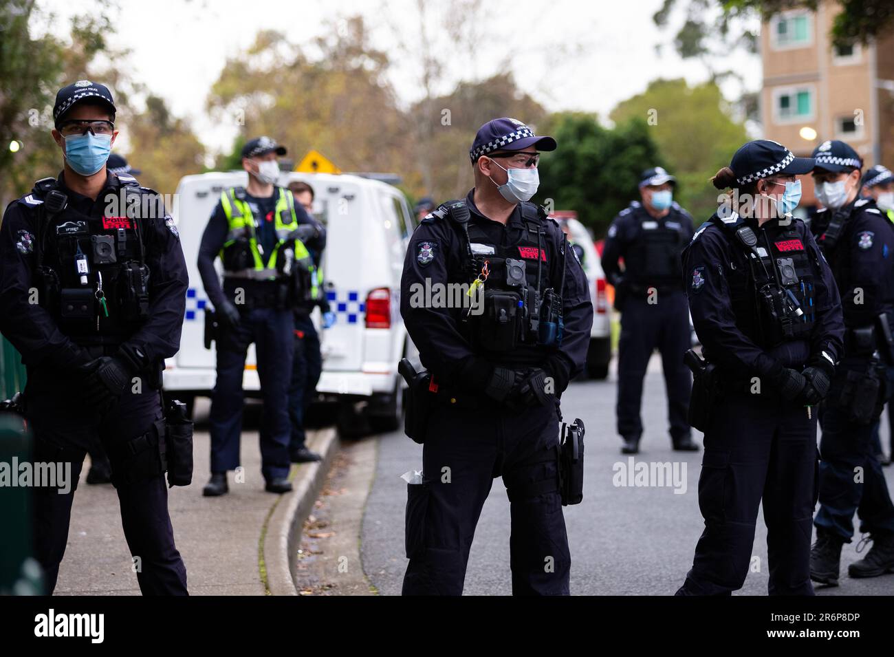 MELBOURNE, AUSTRALIA JULY 7 Specialist public order police stand