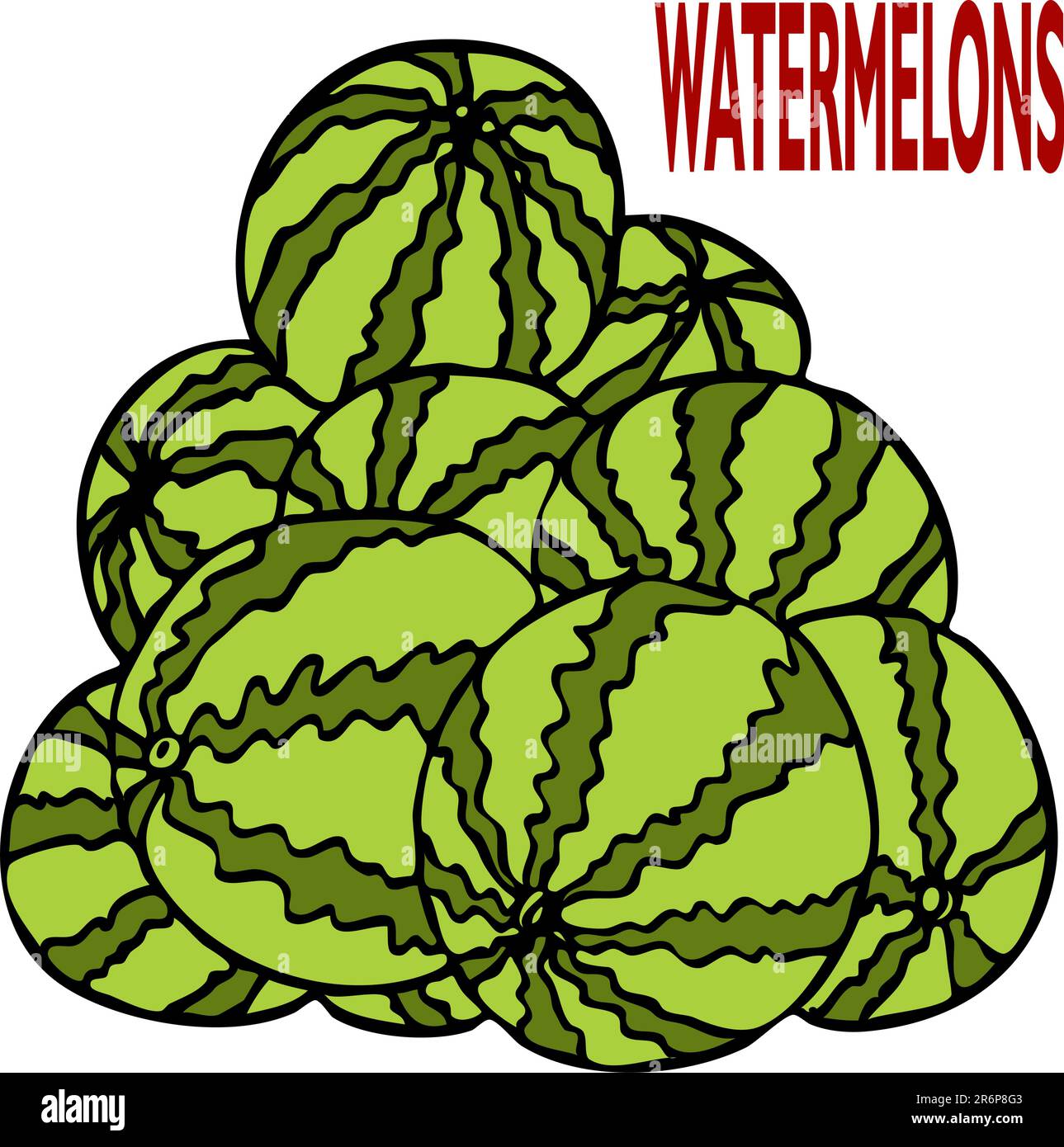 An image of a stack of watermelons. Stock Vector
