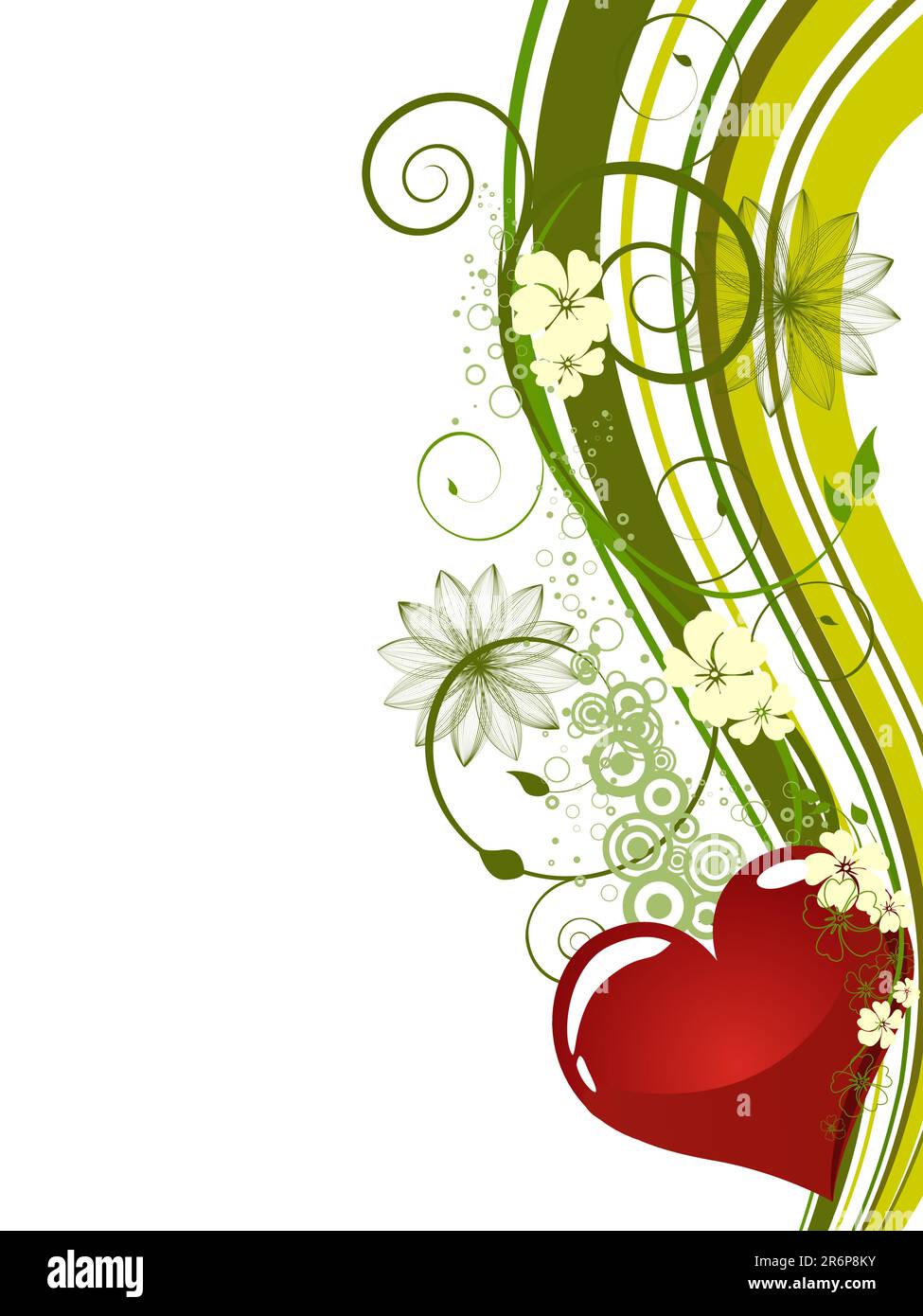 vector eps10 illustration of red roses and heart on a floral background ...