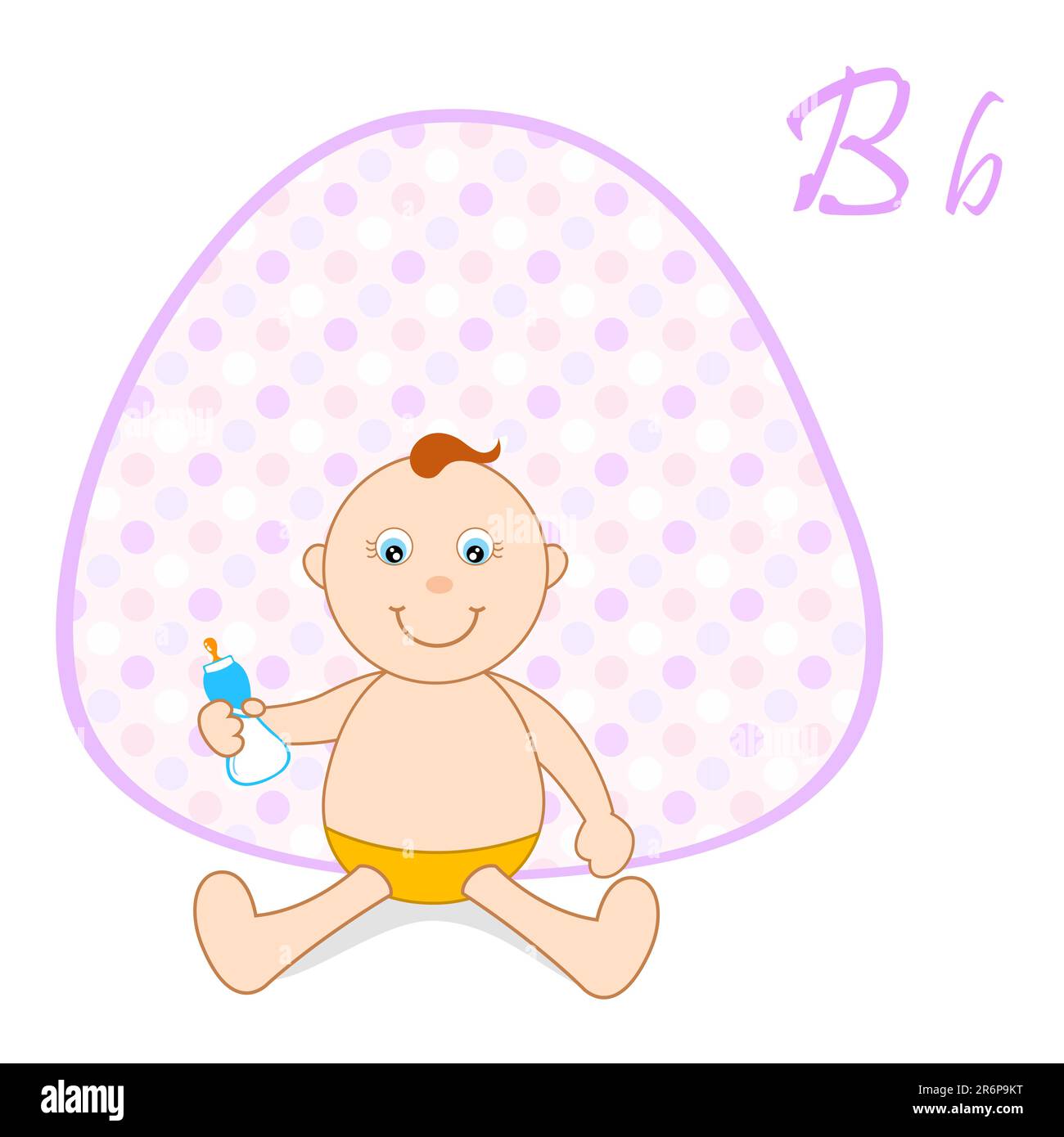illustration of b for baby sitting on abstract vector background Stock Vector
