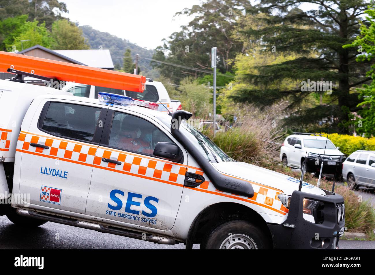 MELBOURNE, VIC - SEPTEMBER 23: An SES crew joins the search as Police and SES continue to search for missing 14 year old autistic boy, William Wall after he went missing two days ago in dense bushland on September 23, 2020 in Melbourne, Australia. A massive search in the Yarra Ranges is underway for missing autistic teen who spent the night lost in the bush. Multiple Crews, including police, the Airwing and SES searched for William as temperatures dropped to 7C overnight. Rain is predicted Wednesday and will impact the search efforts. Stock Photo