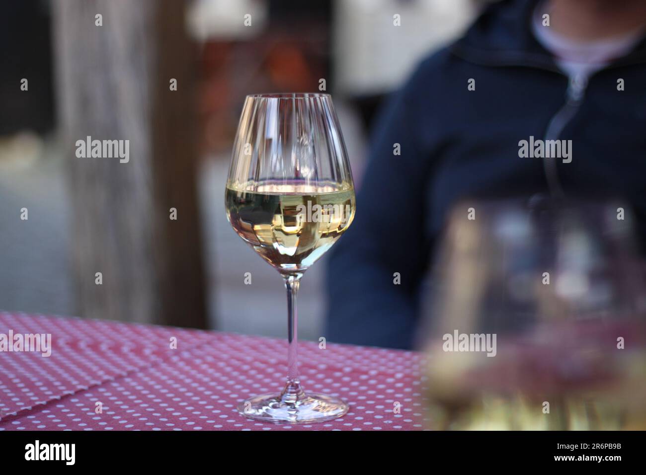 A glass of sweet and fragrant wine in Zmajevac, Baranja, Croatia Stock Photo