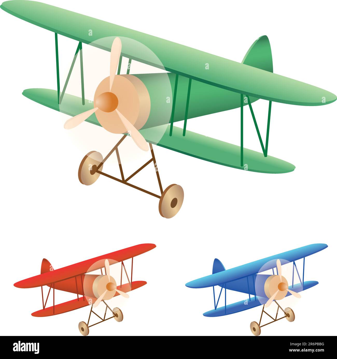 Vector illustration set of old biplane Stock Vector