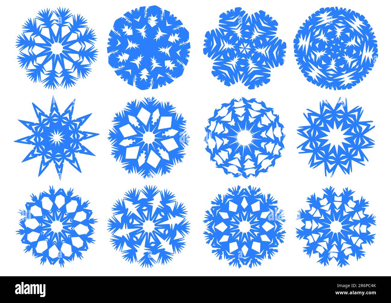 Snowflakes, white vector snowflakes on a blue background Stock Vector