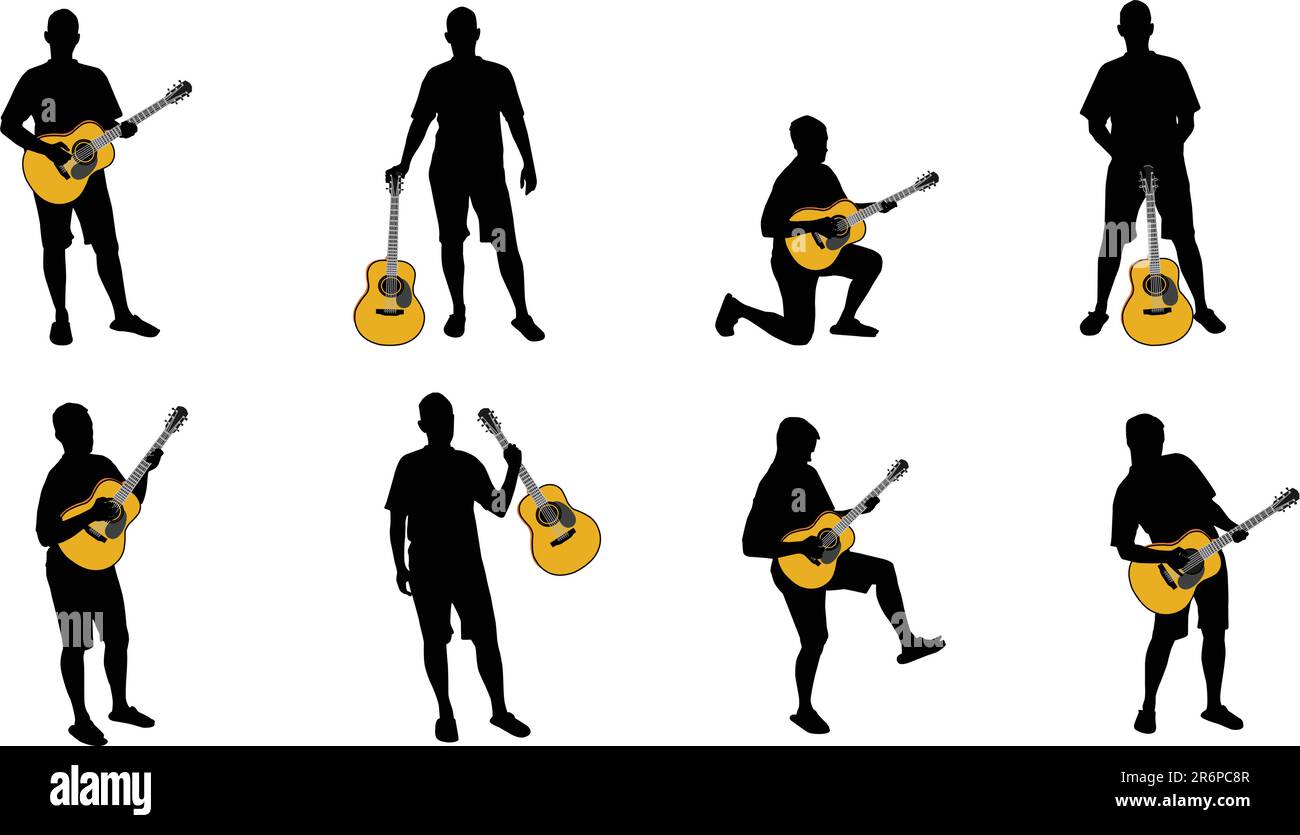 guitar player silhouettes Stock Vector