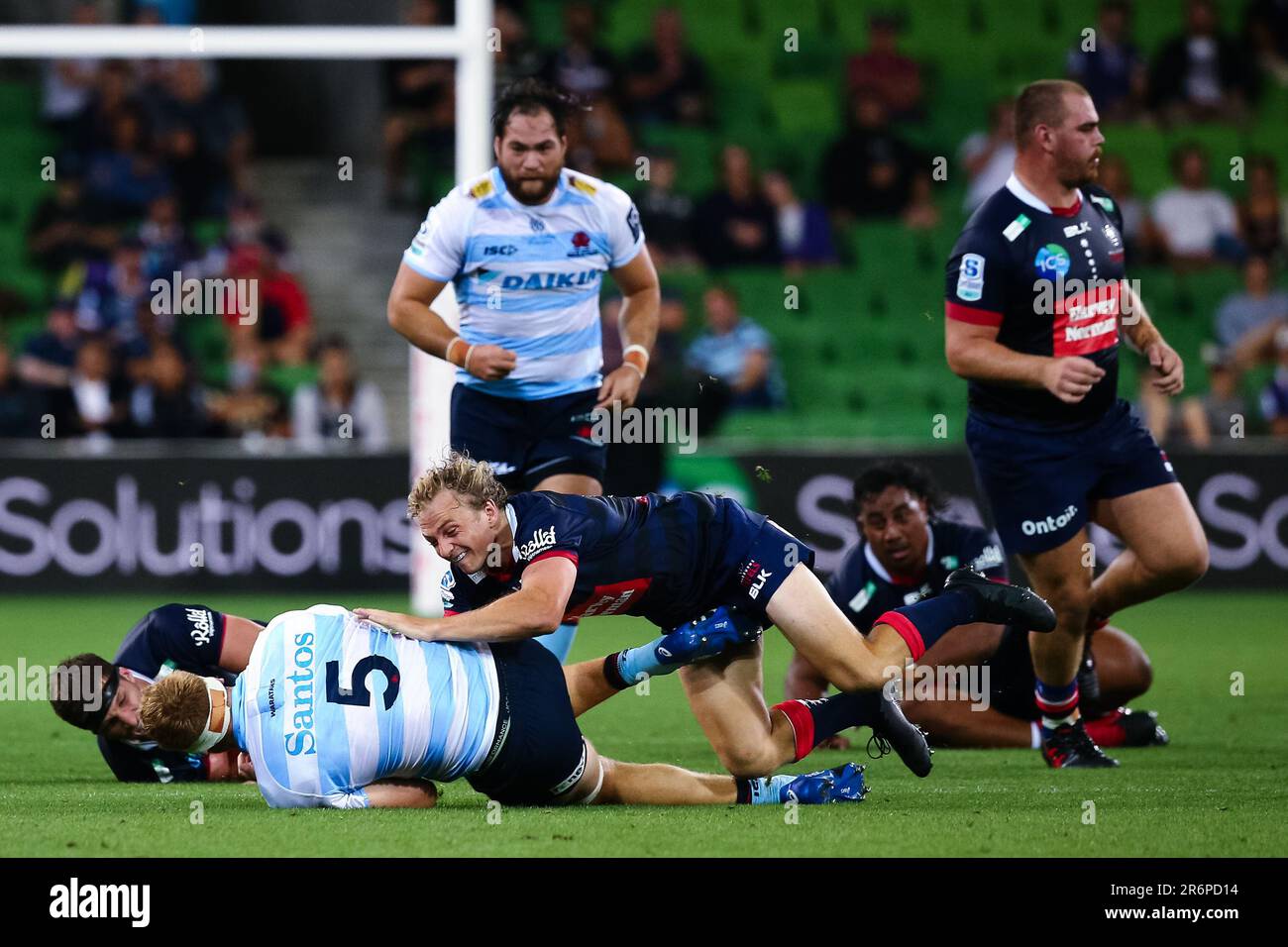 MELBOURNE, AUSTRALIA - MARCH 19: Joe Powell of the Melbourne Rebels during the round 5 Super Rugby match between the Melbourne Rebels and NSW Waratahs at AAMI Park on March 19, 2021 in Melbourne, Australia. Stock Photo