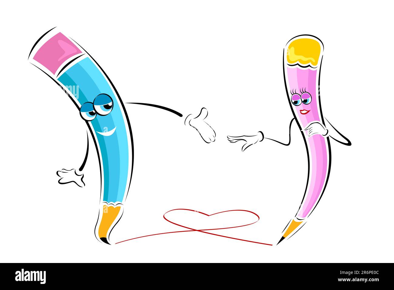 illustration of pencils in romantic mood making heart Stock Vector