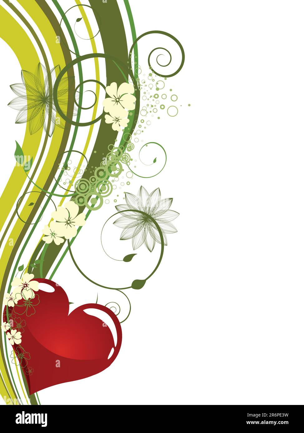 vector eps10 illustration of red roses and heart on a floral background ...