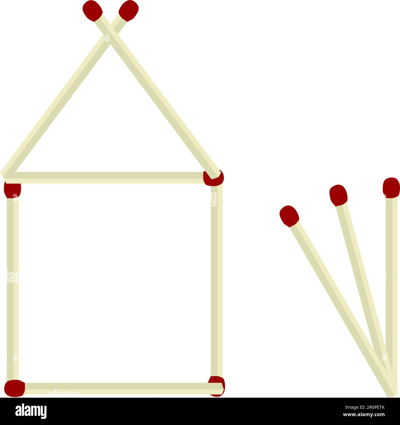 Illustration house made of matches isolated on white vector Stock