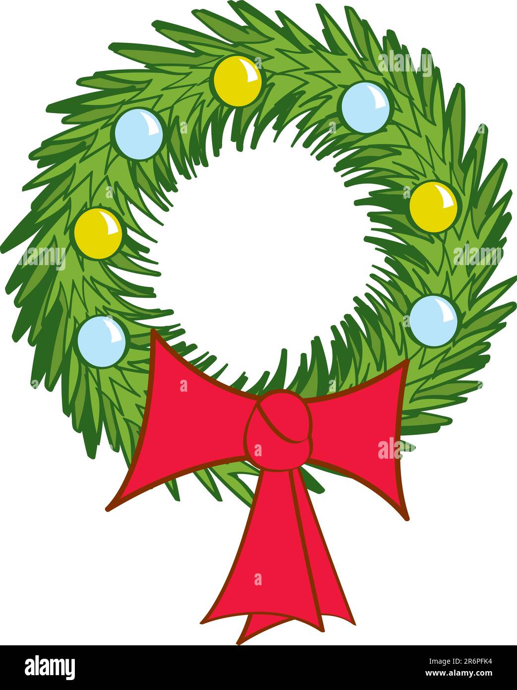 A decorated Christmas Wreath with a big red bow Stock Vector Image ...