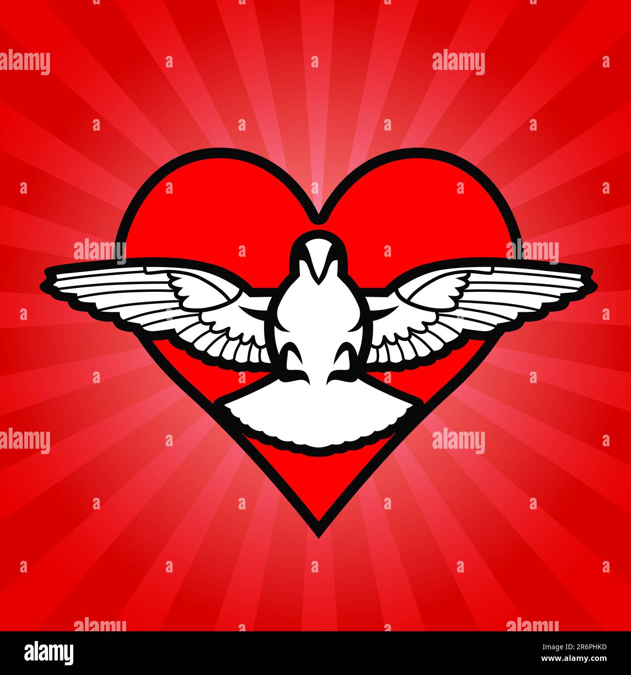 Pigeon and heart against beams Stock Vector