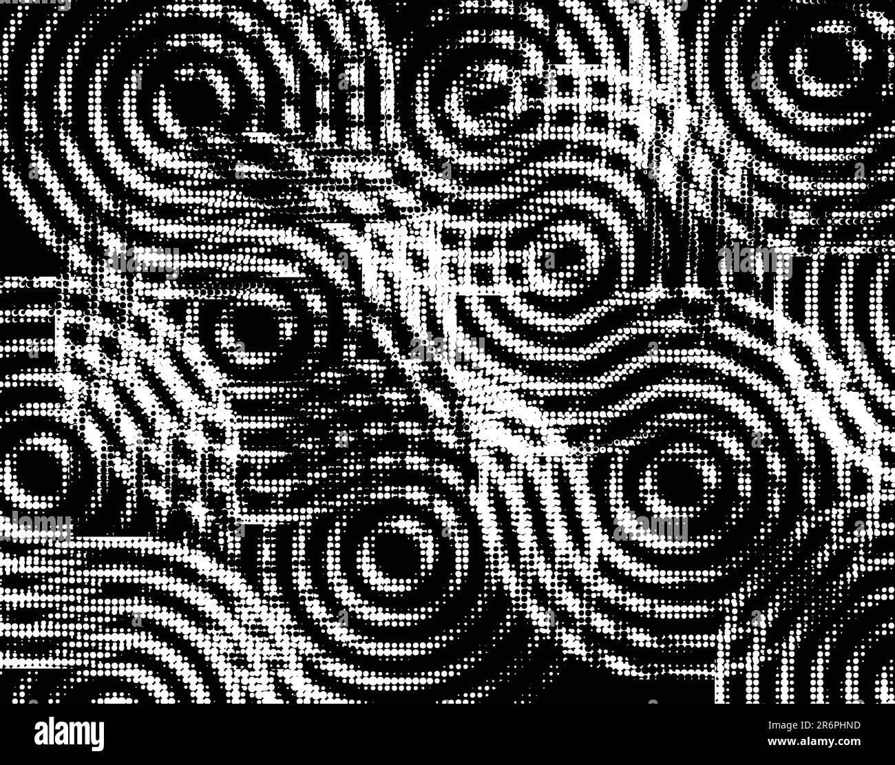 Abstract editable vector illustration of halftone concentric rings ...