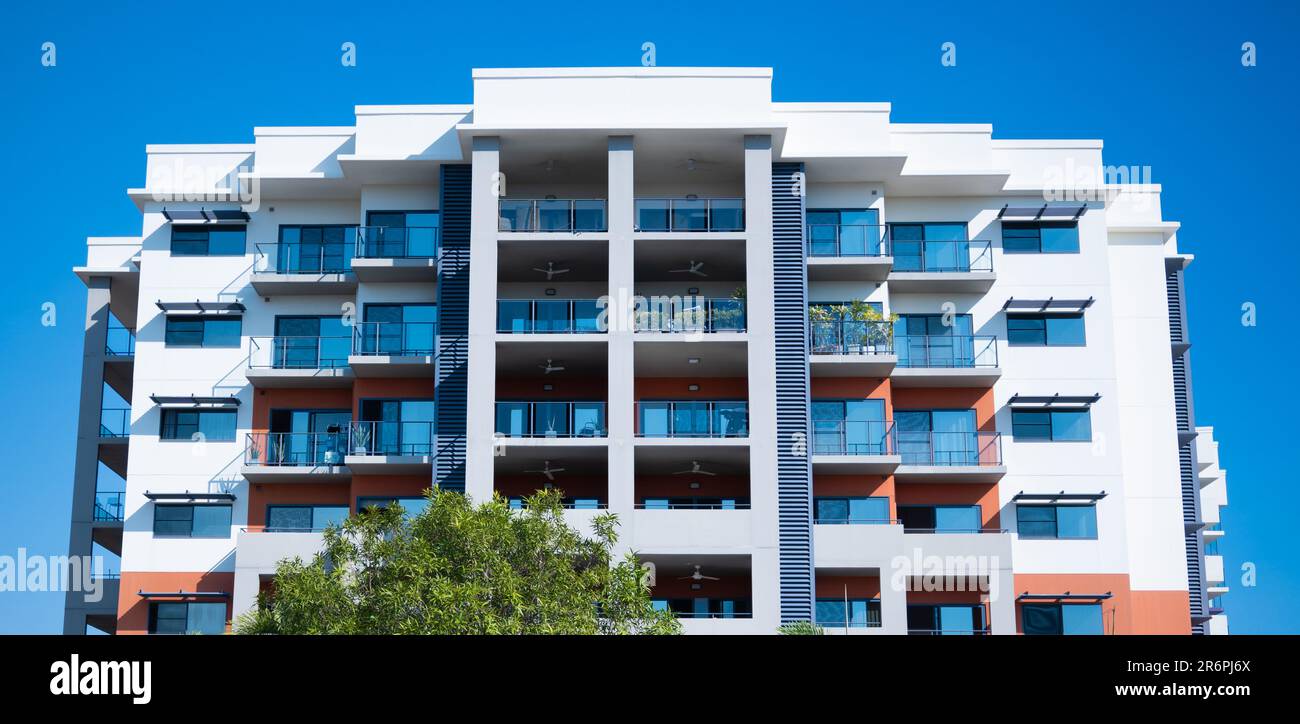 a statuesque highrise apartment building in Darwin, the Northern