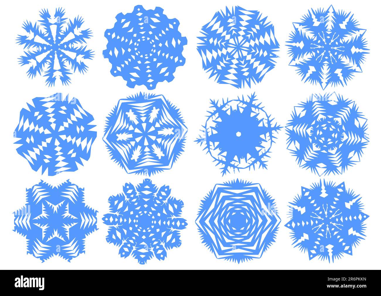 Snowflakes, white vector snowflakes on a blue background Stock Vector