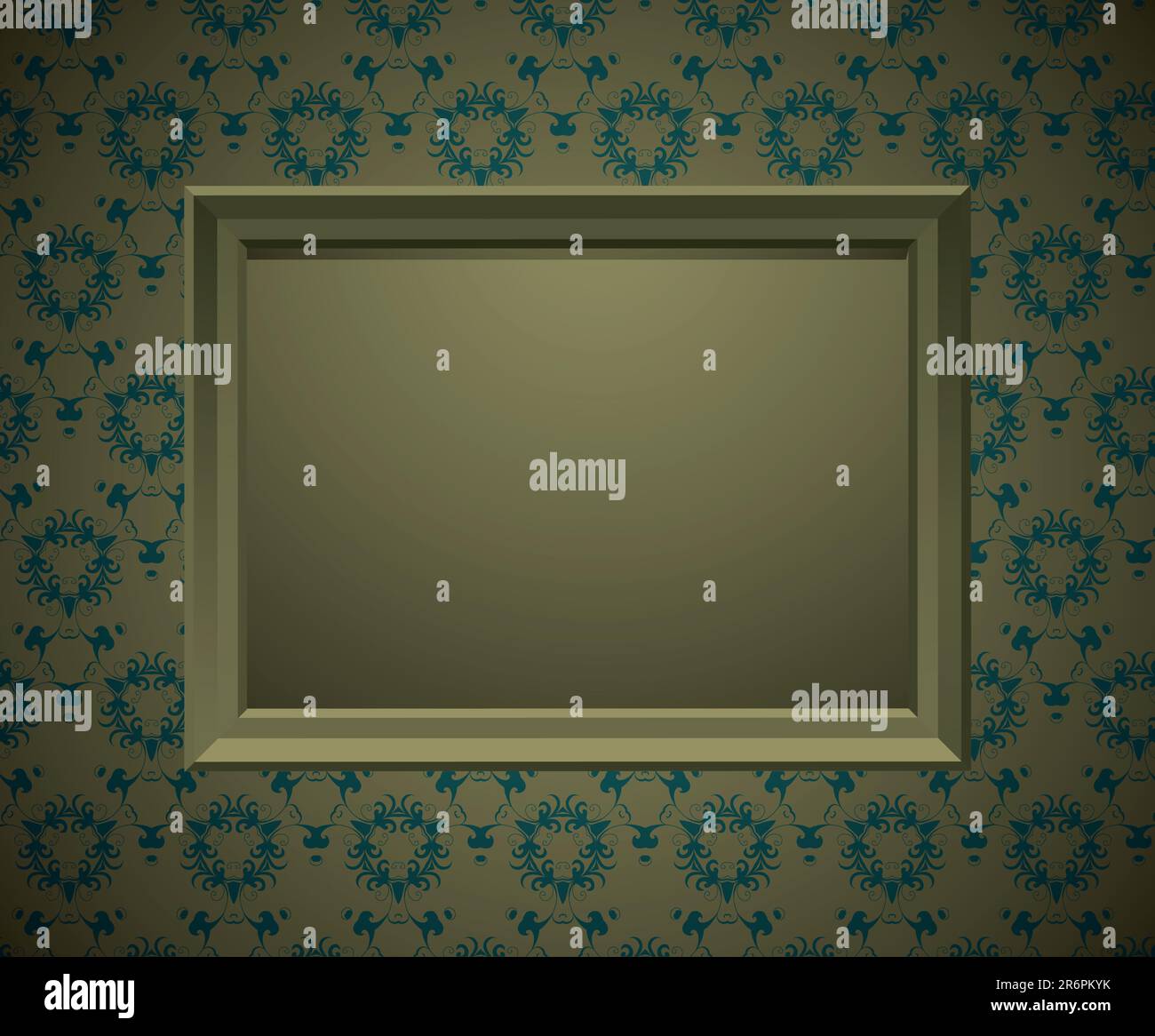 Wall with picture frame and ornamental wallpaper - vector Stock Vector ...