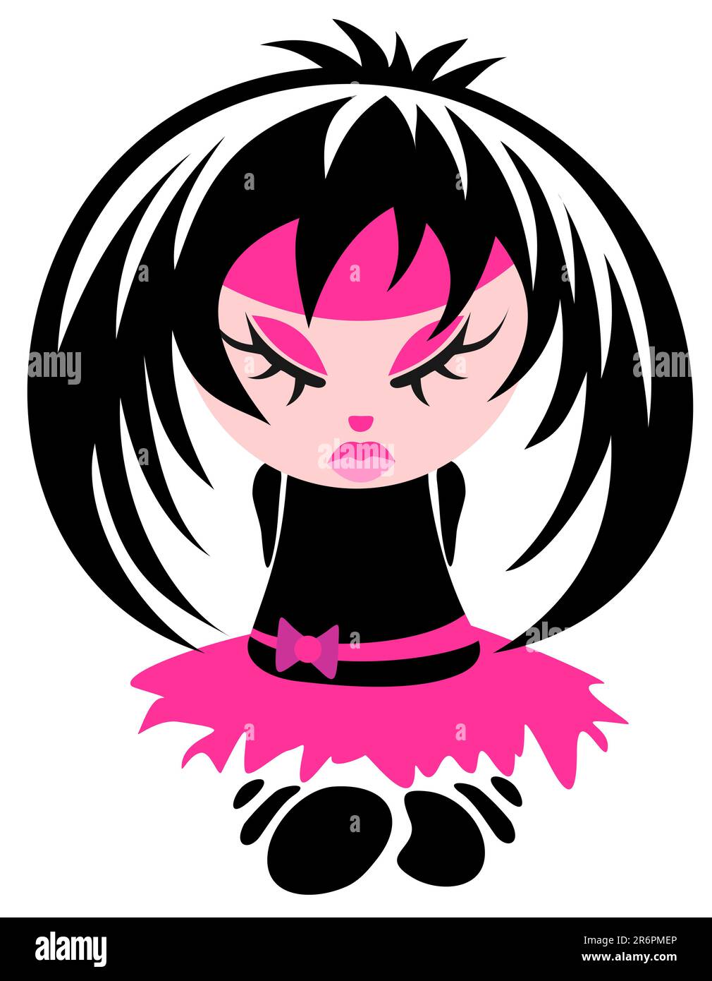 Cartoon emo girl isolated on a white background. Stock Vector