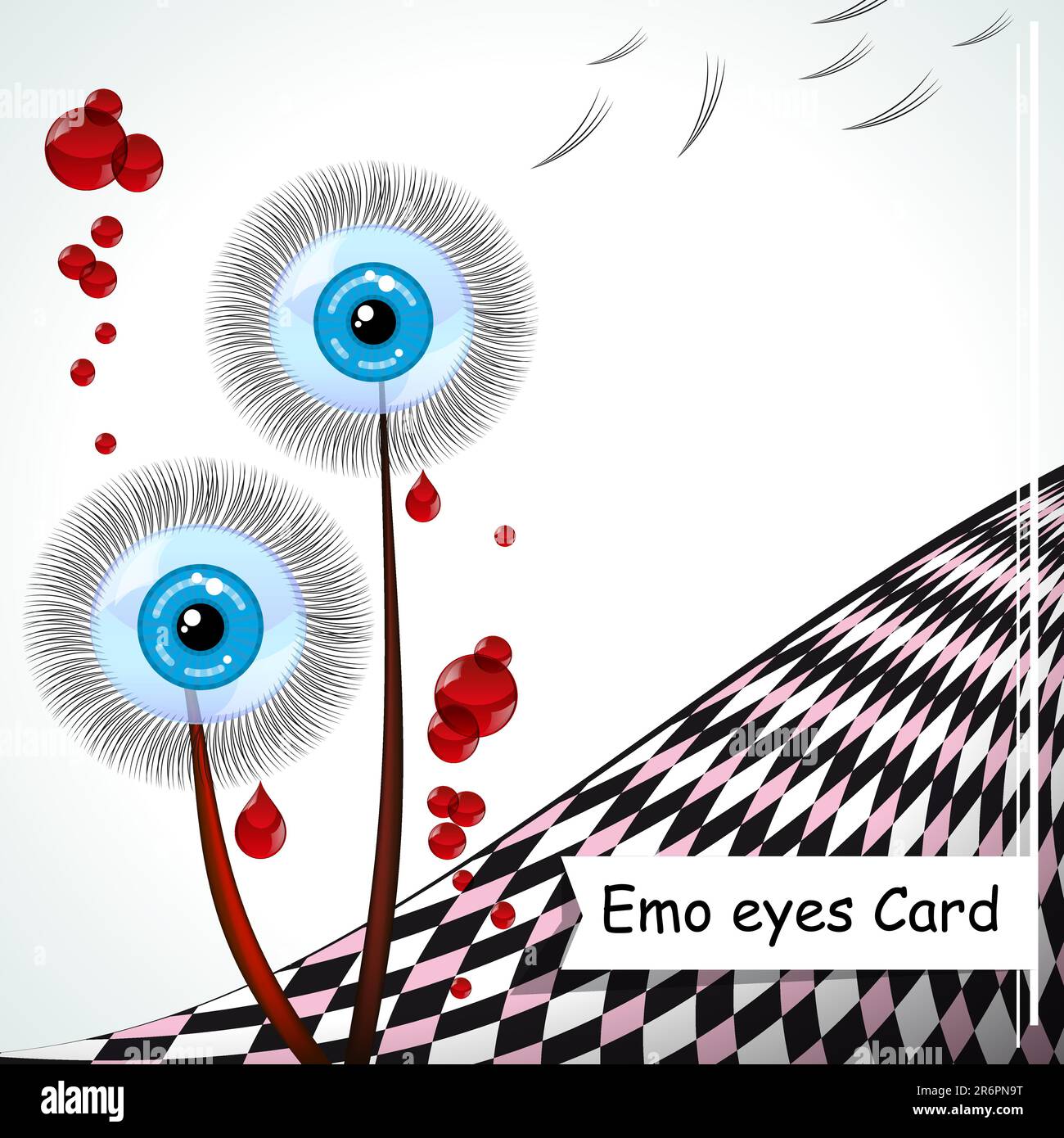 Blue-eyed dandelions - vector emo card. Stock Vector