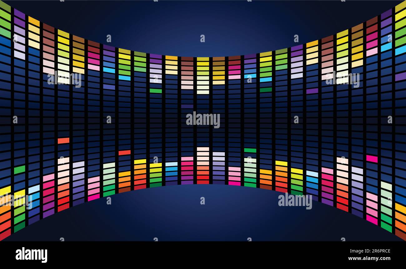 Colorful Graphic Equalizer Display (editable vector) 3 Stock Vector