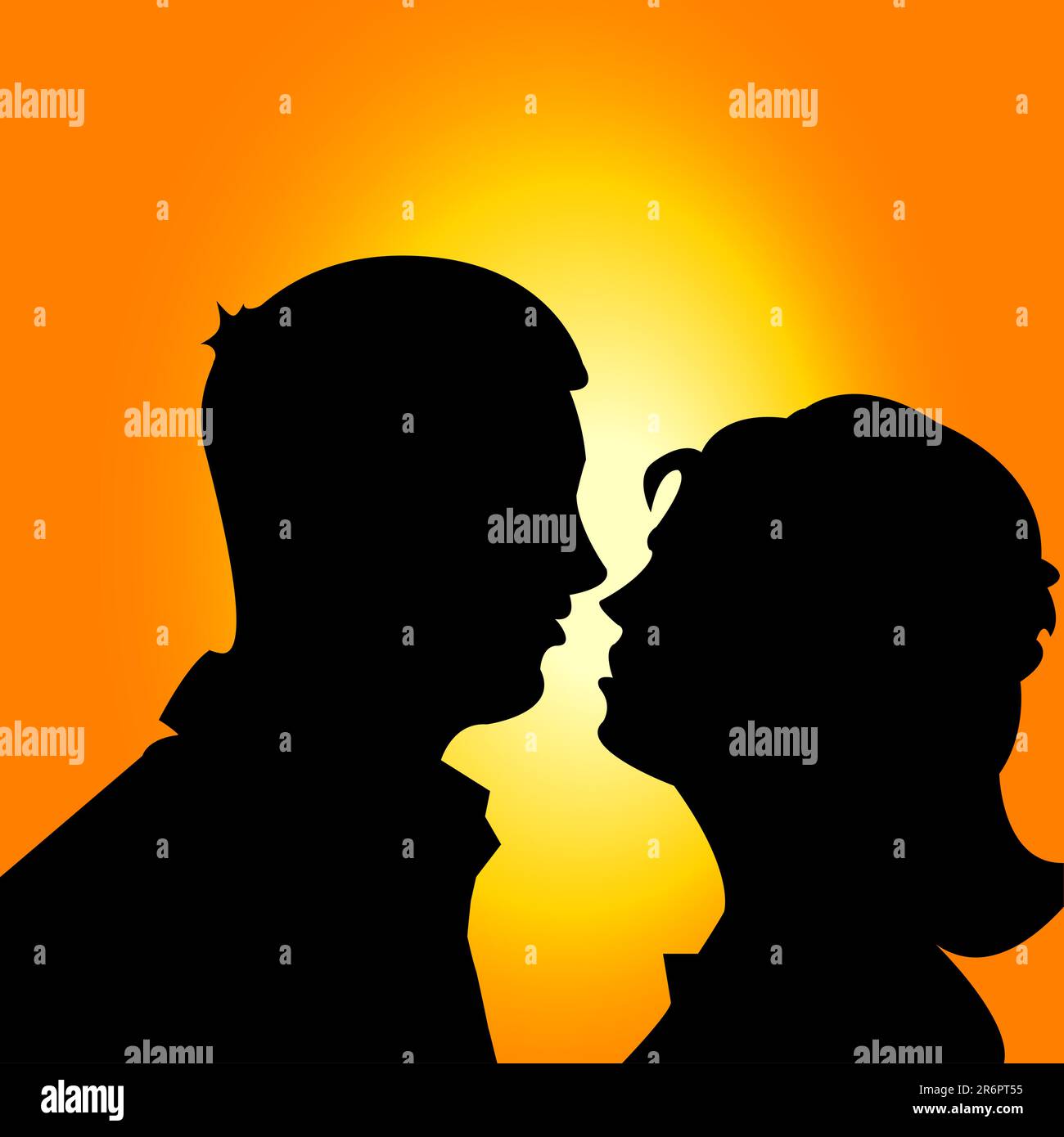 Abstract vector illustration of a silhouette of a man and a woman on ...