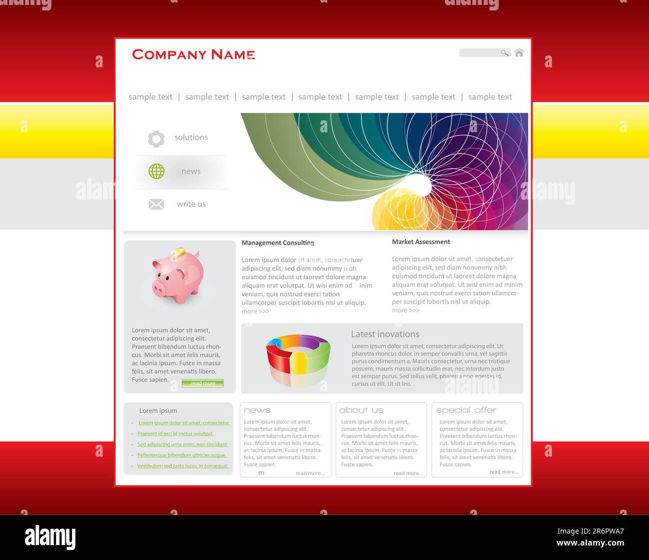 Colorful website template in editable vector format Stock Vector Image ...