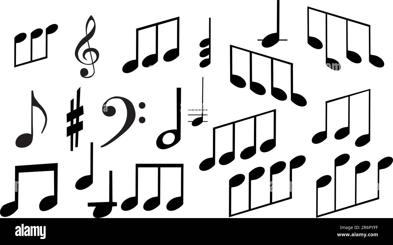 set of musical symbols on a white background. Stock Vector